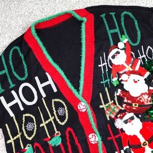 Womens Plus 1X Stacked Santa Sequin Ugly Christmas Cardigan Target Sample